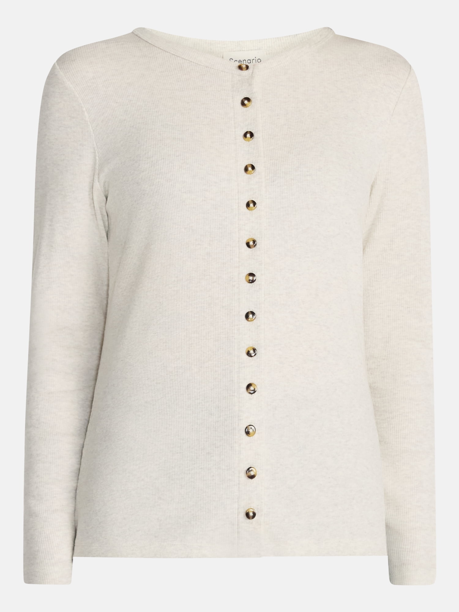 Scenario Women's Button Front Crewneck Sweater, Lightweight, Sizes XS-XXXL