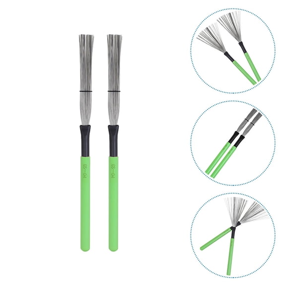 PTOOTP Jazz Drum Brush Steel Wire Wooden Handle Stable Comfortable Use 2Pcs