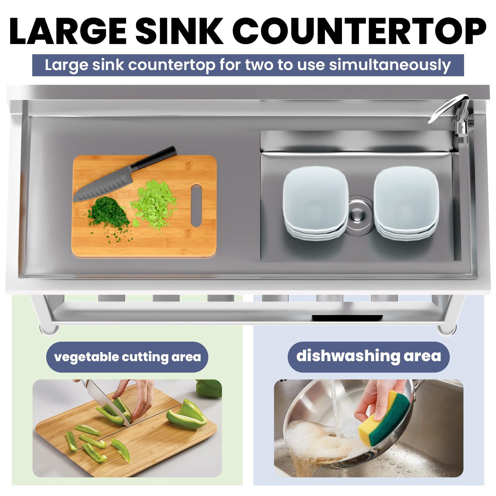 Utility Sink, Commercial Sink, Stainless Steel Sink, Freestanding Sink, Single Bowl Sink, Garage Sink, Kitchen Sink, Laundry Sink, Workshop Sink, Heavy Duty Sink, Rustproof Sink