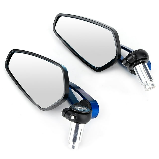 2 uds. Espejos retrovisores laterales de respaldo, manija CNC, espejo reflectante plano de aluminio, accesorio reflector de espejo retrovisor lateral(Azul)
