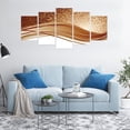 thumbnail image 4 of Chocolate 5 Panels Acrylic Glass Wall Art, Brown Toned Classical Medieval Foliage Motifs with Curved Stripes Pattern, Accent for Living Room, Bedroom, Dorm, 60" x 30", Pale Brown Beige, by Ambesonne, 4 of 5