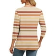 thumbnail image 4 of Women's Color-Block Striped T-Shirt Casual Basic Long-Sleeve V-Neck Shirt Tops, 4 of 7