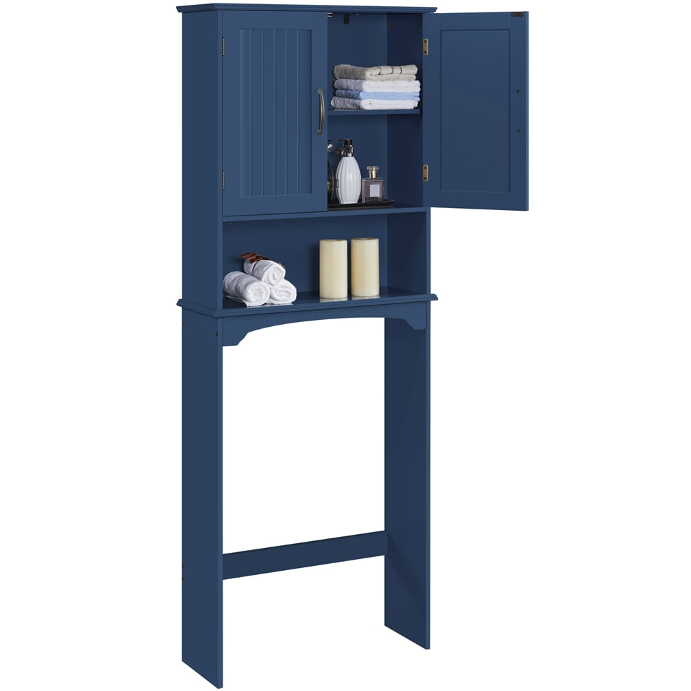 Alden Design Wooden Over-the-Toilet Bathroom Storage Cabinet for Bathroom, Navy Blue