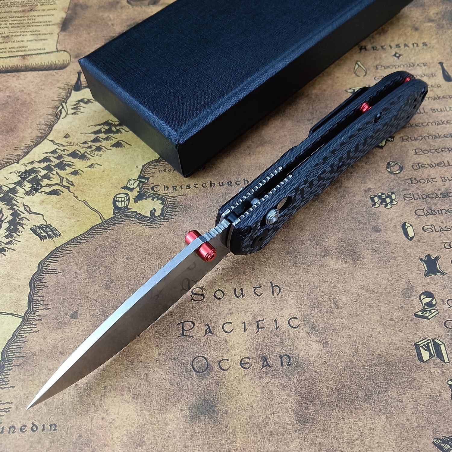 7"Folding Pocket Knife,D2 Steel Blade, Carbon Fiber Handle, Axis Lock Knife, With Pocket Clip for Outdoor Camping