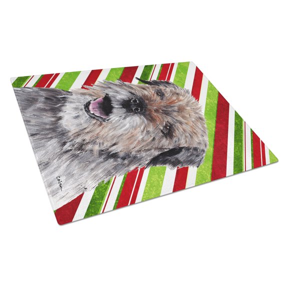 Border Terrier Candy Cane Christmas Glass Cutting Board Large