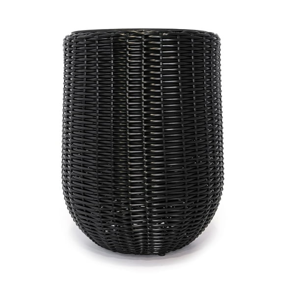 Rolland Grand pot de fleurs en rotin noir, 20.5"
