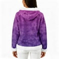 thumbnail image 4 of Women's Casual Fashion Long-Sleeve Zip-Up Fleece Hooded Cardigan with Christmas Print, Cozy and Warm for Winter Season,Purple,XL, 4 of 5