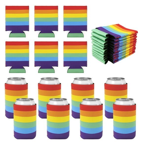 Aspire 25 Pcs Rainbow Pride Can Cooler Sleeves, 12-16oz Neoprene Soft Reusable Regular Beverage Can Sleeves