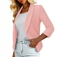 thumbnail image 2 of Qzwdhjm Women 3/4 Sleeve Blazers Summer Casual Open Front Cardigan Jackets Solid Color Lapel Work Business Suit Jackets Pink XXL, 2 of 8
