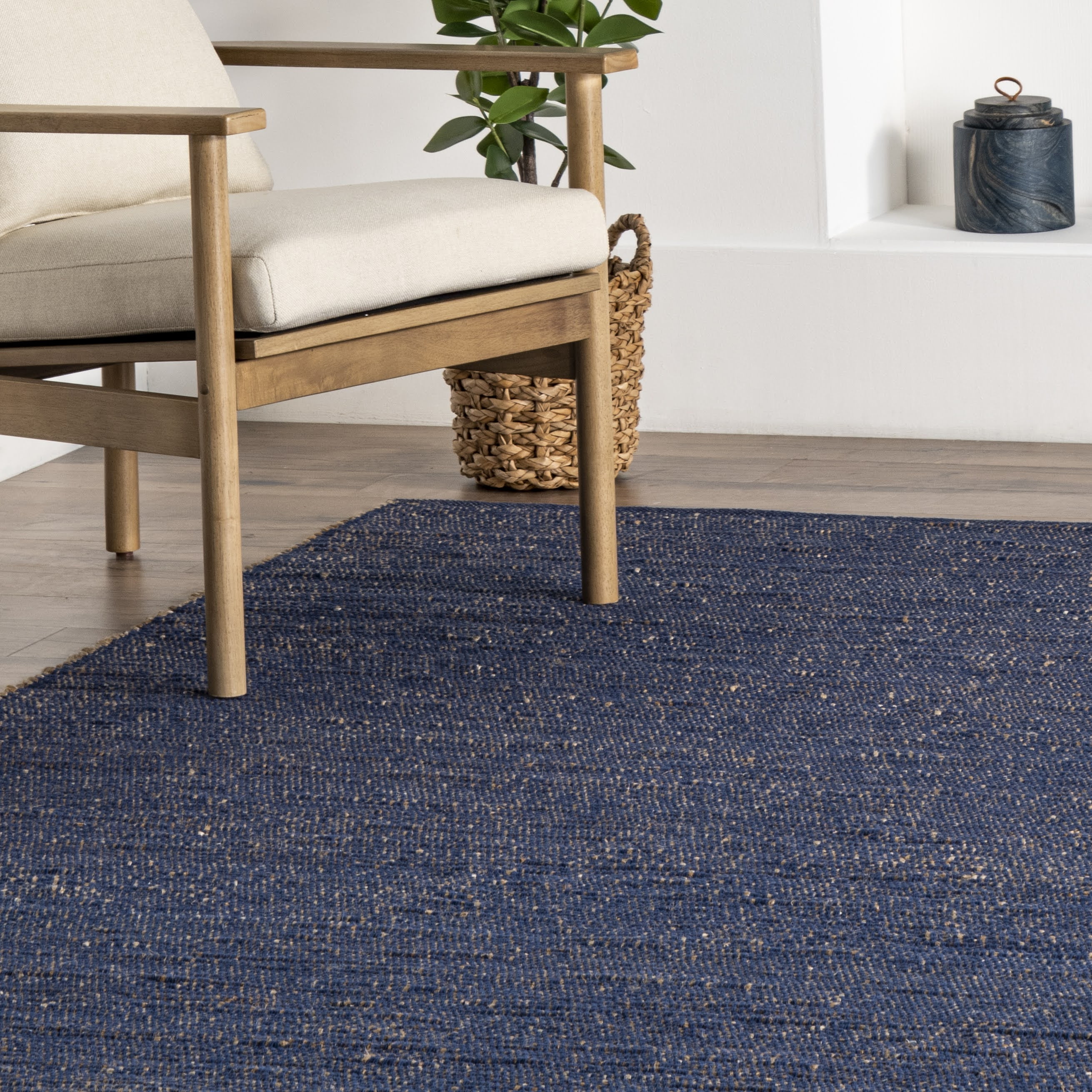 nuLOOM Elfriede Jute Blend Blue 4' x 6' Farmhouse Area Rug