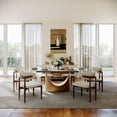 thumbnail image 2 of POVISON 79" Modern Dining Table for 6, Rectangular Pandora Glossy Sintered Stone Dining Table with Bronze Carbon Steel Base, 2 of 12