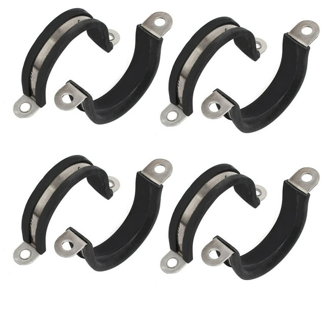 Unique Bargains Pince de Tuyau en Acier Inoxydable 304 en Forme de U Doublée de Caoutchouc 34mm 8 Pcs