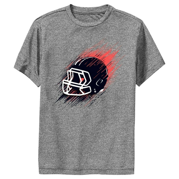 Boy's Lost Gods Football Helmet Red Performance Graphic Tee Charcoal Heather Large