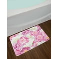 thumbnail image 2 of Nature Bath Mat, Spring Themed Mosaic Texture Peony Flowers Artistic Floral Soft Colors Art, Non-Slip Plush Mat Bathroom Kitchen Laundry Room Decor, 29.5 X 17.5 Inches, Pink Purple White, Ambesonne, 2 of 2