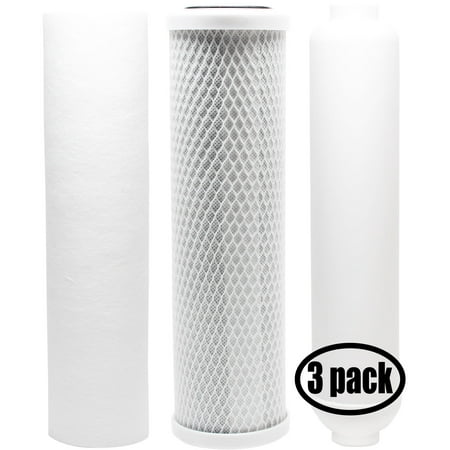 

3-Pack Replacement for Filter Kit for Topway Global (TGI) TGI-415 RO System - Includes Carbon Block Filter PP Sediment Filter & Inline Filter Cartridge - Denali Pure Brand