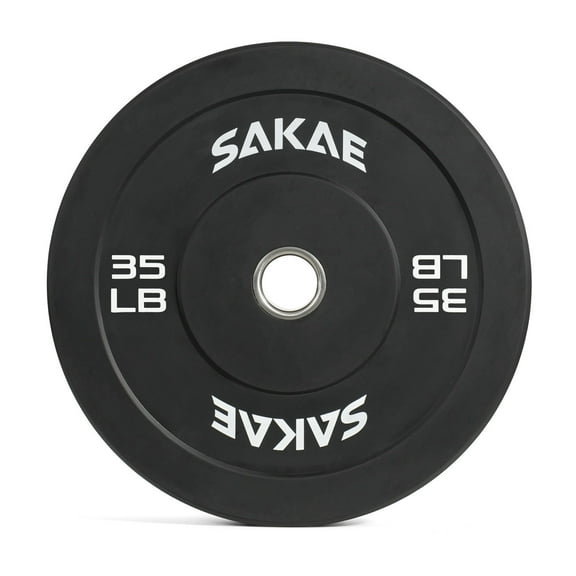 SAKAE Olympic Rubber Bumper Plates, 2-Inch Weight Plates Set with Steel Hub, Ideal for Weightlifting, CrossFit Equipment, Strength Training & Home Gym Workout, 35LB Single