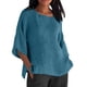thumbnail image 1 of Camisa Casual Suelta SCZ Media Manga Cuello Redondo Color Sólido Azul Talla S, 1 of 5