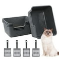 thumbnail image 4 of Xyskin Grey Plastic Open Top Cat Litter Box, Anti-Splashing Kitty Litter Box with Scoop, High Sides Cat Litter Pan, 4 Packs, 4 of 7
