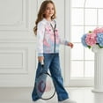 thumbnail image 5 of Chririnla Pink Rose Cartoon Axolotl Kids Sporty Jacket Zip Up Hooded Long Sleeve with Pockets Lightweight Athletic Top Youth Size 10-12, 5 of 7