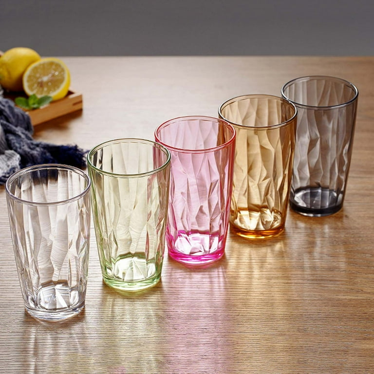 16oz Acrylic Drinking Glasses Set of 8 - Unbreakable Tumblers for Indoor/Outdoor Use, Dishwasher Safe Stackable Cups for Home, Restaurant & Parties,