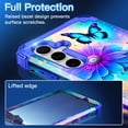 thumbnail image 3 of AVOCASE for Samsung Galaxy S24 FE 5G Case,Shockproof Three-Layer Heavy Duty Hybrid Sturdy High Impact Protective Cover Girls Women Flower Case for Galaxy S24 FE 5G 2024,Dark Blue, 3 of 7