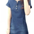 thumbnail image 3 of Robe en Denim Coréenne pour Femmes Nouvelle Robe d'Été Décontractée en Jean avec Boutons Robe Mini en Denim Grande Taille, 3 of 9