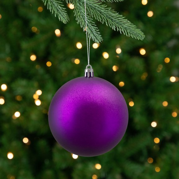 Northlight 12ct Shatterproof Matte Christmas Ball Ornament Set 4" - Purple