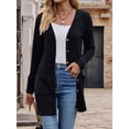 thumbnail image 6 of Women'S Fall Fashion Cardigan Soft Knit Cardigan for Women Long Sleeve Open Front Coat with Pockets Black L, 6 of 8