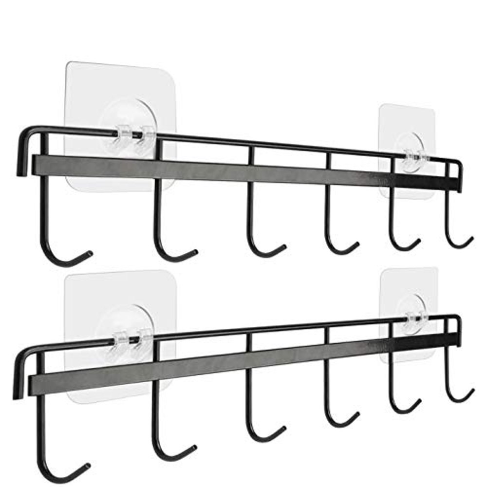 Yizhi Adhesive Wall Hooks Rack Kitchen Rail, Space Saving Utensil Holder No Drilling Wall