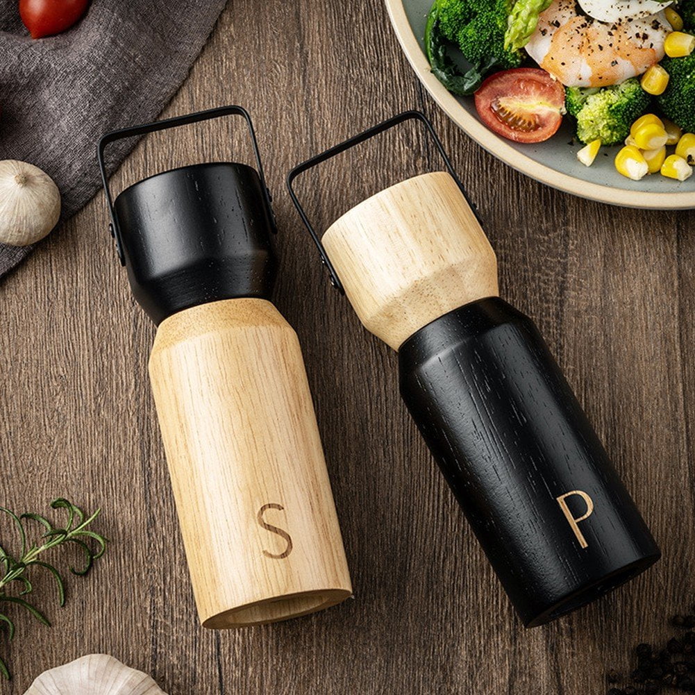 Seasoning Grinder, Salt and Pepper Grinder Set Manual Wooden Salt and Pepper Mill Set Professional Wood Mill For Home Kitchen