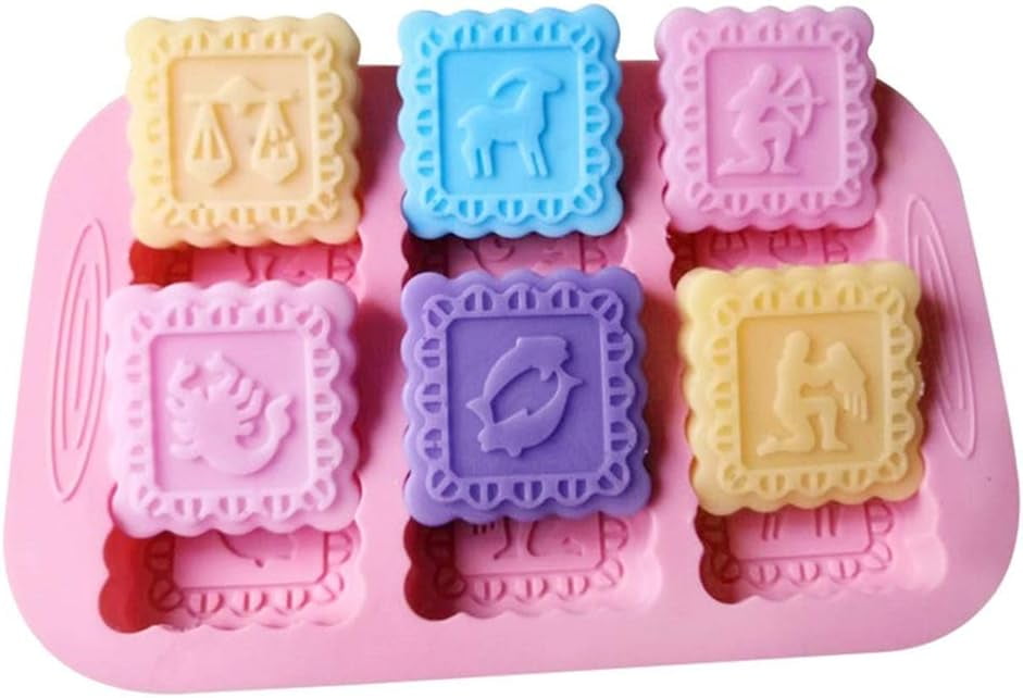 ABPETE Silicone Molds, 12 Zodiac Shape Craft Art Silicone Soap Molds, 12 Constellations soap molds, 2 Pack 12 Cavities Craft Molds, Best DIY Handmade Soap Molds for Gifts - Soap Making Supplies