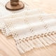 thumbnail image 4 of Camino de mesa Boho Macramé de lino 70.9" | Flecos con flecos de algodón y poliéster tejido | Ganchillo beige rectangular ahuecado | Decoración de mesa bohemia vintage para come, dormitorio, 4 of 8