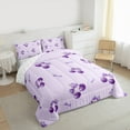 thumbnail image 3 of Feelyou Purple Cartoon Cherry Queen Comforter Set, Kawaii Ribbon Bowknot Bedding Sets, Princess Bow-tie Theme Reversible Bedding Comforter Set, Microfiber Bedroom Decor, 3 Pieces, 3 of 8