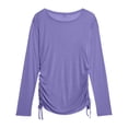 thumbnail image 4 of ZHOGXU Athletic Womens Long Sleeve T Shirt Round Neck Side Drawstring Loose Fit Tops Workout And Sport, 4 of 4