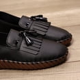 thumbnail image 5 of Mepaouo Womens Slip on Shoes Leather Tassel Casual Loafers Soft Comfortable Walking Work Flats Black 6, 5 of 7