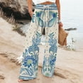 thumbnail image 2 of YUANGUANST Womens Dress Pants Women's Boho Wide Leg Palazzo Pants Womens Cotton Casual Loose Pants Comfy Work Pants With Long Casual Wide Leg Business Work Casual Pants, 2 of 4