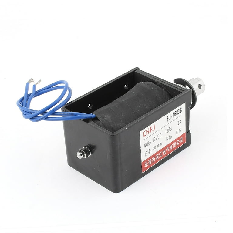 Fielect DC 12V 80N Push Pull Solenoid Electromagnet - 20mm Stroke, 10A, Linear Motion, JF-1683B