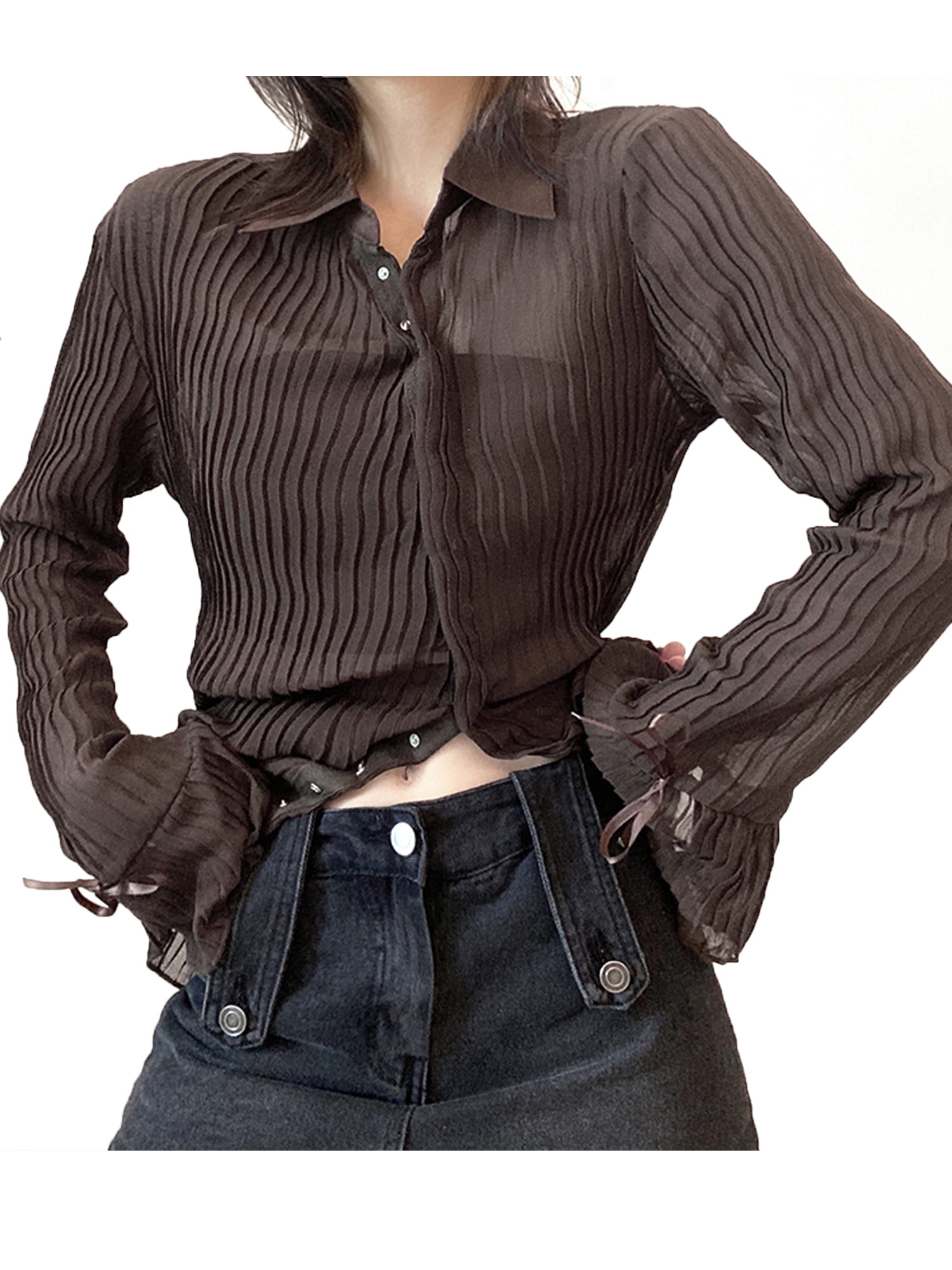 Fall Striped Long Sleeve Blouse