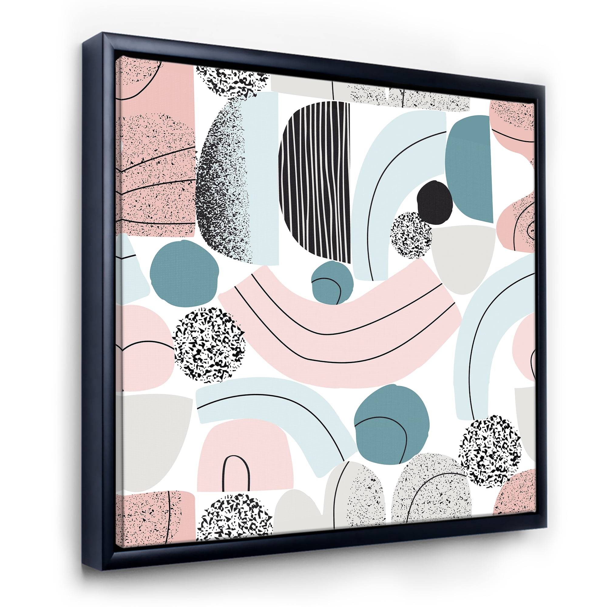 Designart 'Art Collage In Pastel Colors' Modern Framed Canvas Wall Art Print