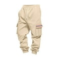 thumbnail image 5 of DDAPJ pyju Men's Fleece Sweatpants Casual Loose Fit Cargo Pants Drawstring Elastic Waist Lounge Pants Tapered Joggers with Pockets Beige XXL, 5 of 9