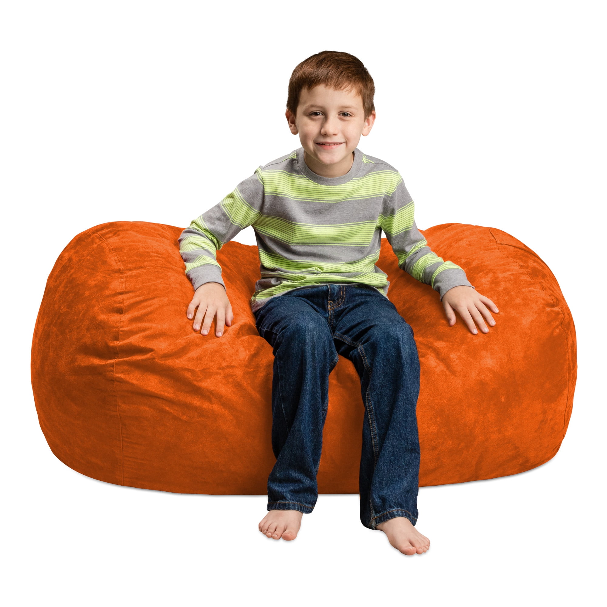 Chill Sack Bean Bag Chair, Memory Foam Lounger with Microsuede Cover, Kids, 2.5 ft, Orange