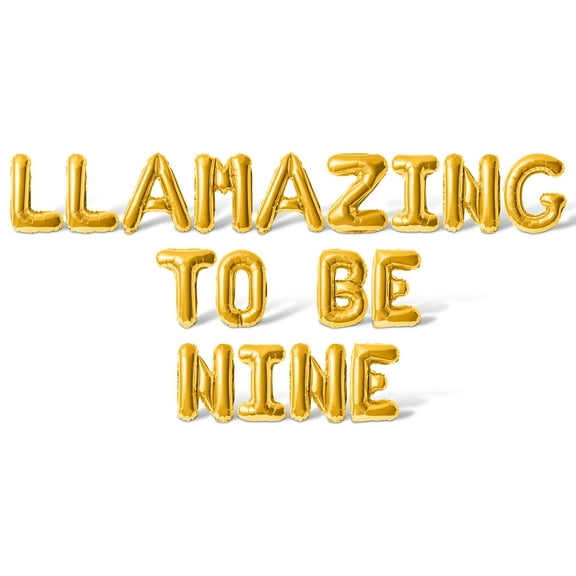 Letter Balloons - LLAMAZING TO BE NINE 16" Inch Alphabet Letters Foil Mylar Balloon 9th Birthday Party Banner (Gold)