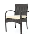 thumbnail image 5 of Christopher Knight Home Cordoba Resin Wicker Outdoor Dining Chairs with Cushions (Set of 2) by  Brown, 5 of 12
