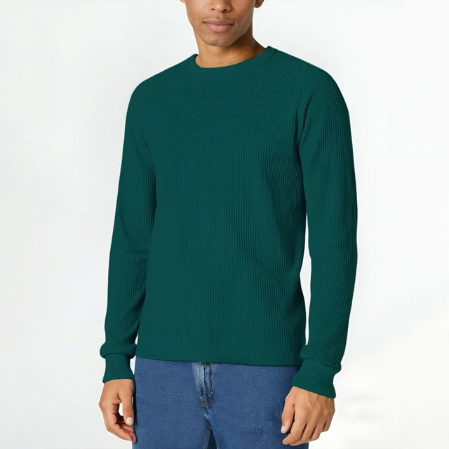 pstuiky camisas de manga larga para hombre, Blusa/camiseta informal y moderna de color liso con cuello redondo y manga larga para hombre camisetas de hombre xxl