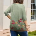thumbnail image 6 of Sewkxo Plus Size Tops for Women Loose Fit 3/4 Length Shirts Crew Neck Print Blouse Spring Summer Fashion Clothes,Green 2XL, 6 of 6