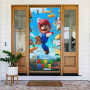 Super Mario Bros. Movie Door Cover Decorated Banner Tapestry Home Decoration Holiday Party Supplies Door Banner Porch Sign Banner 72.8 x 35.4 Inch