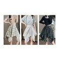 thumbnail image 6 of BUYISI Retro Gyaru Women Irregular Plaid Skirt High waist Shirt Pleated skirt Black S, 6 of 7