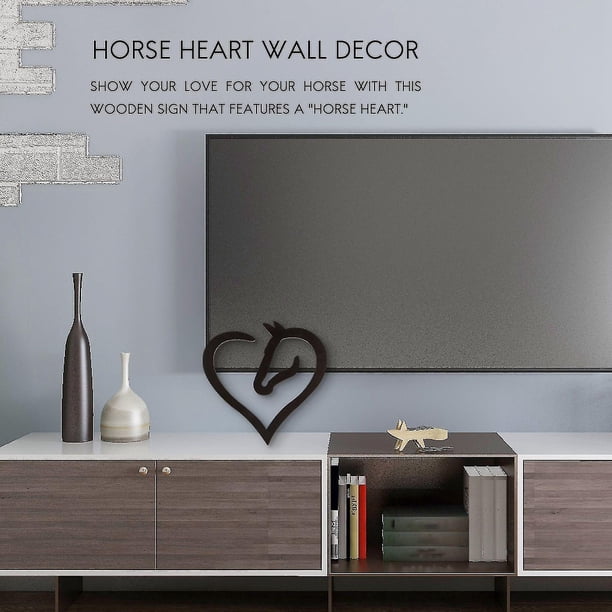 Amor caballo corazón madera pared arte decoración del hogar caballo de madera corazón pared signo escultura decoración de la boda