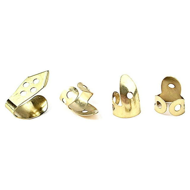 Xingzhi 4pcs Guitar Picks Finger Nail Golden Silver Plectrums Accessories Portable Replaced Parts Musical Guitars Playing Golden