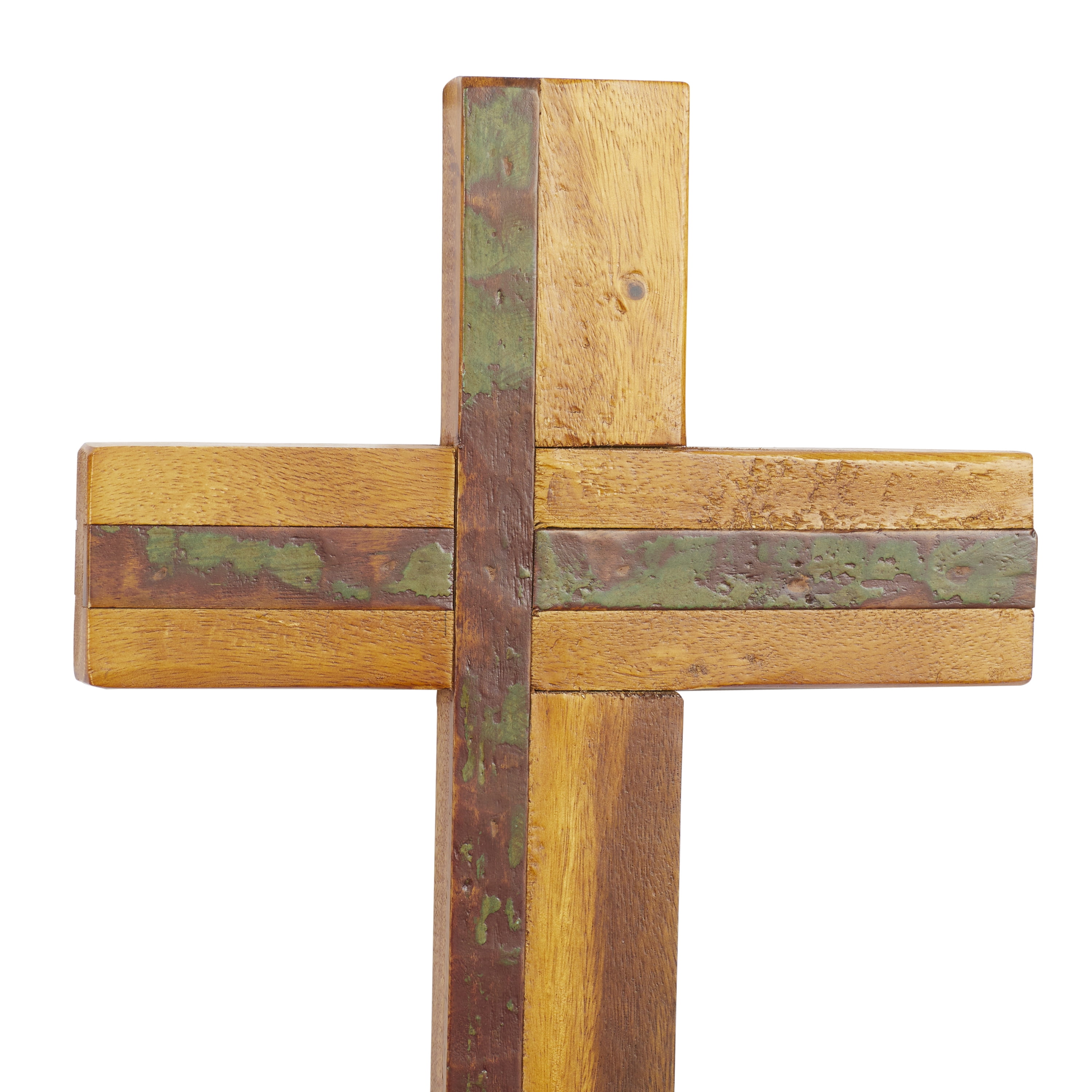 DecMode Wood Cross Rustic Wall Decor Brown